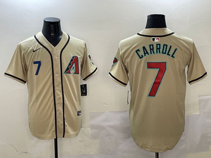 Men Arizona Diamondback #7 Carroll Cream Game 2025 Nike MLB Jersey style 5